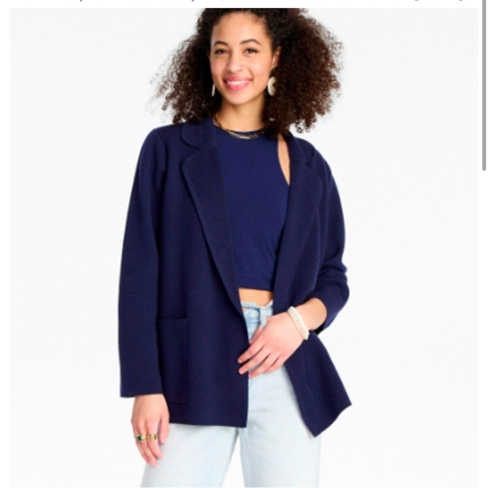 J. Crew Merino Wool Eloise Navy Blue Cardigan Sweater BA552 // XXS
